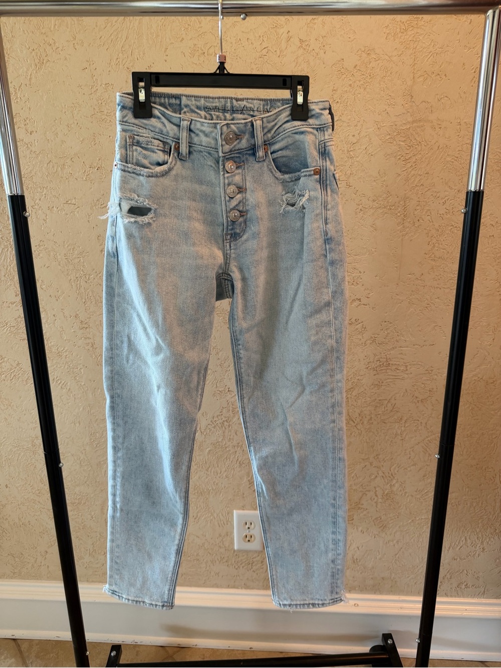 American Eagle Outfitters Light Wash High-Rise Button-Fly Jeans